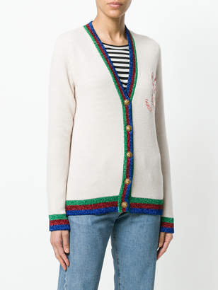 Gucci metallic tri-stripe trim knitted cardigan