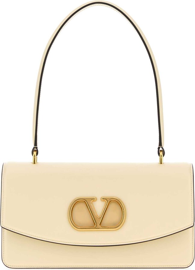 Valentino Garavani Ivory Leather Vain Shoulder Bag