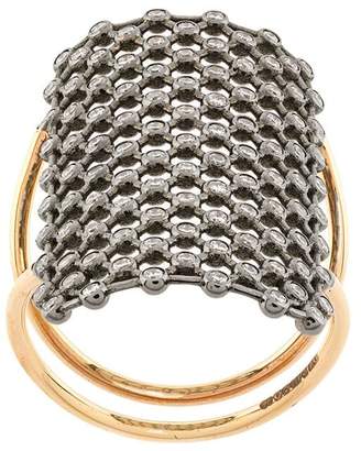 Diane Kordas crystal embellished net pattern ring