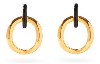 Charlotte Chesnais Inner Naho Enamel & 18kt Gold-plated Hoop Earrings - Black Gold