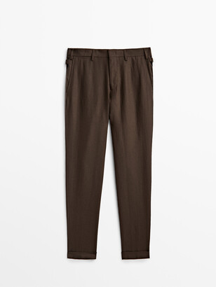 Massimo Dutti Brown Linen Suit Trousers - Limited Edition - ShopStyle Dress  Pants