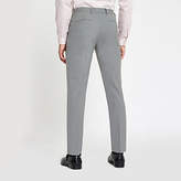 Thumbnail for your product : River Island Light grey stretch skinny fit suit trousers