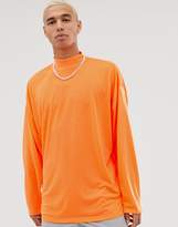 Thumbnail for your product : ASOS Design DESIGN oversized turtle neck t-shirt with long sleeves in neon orange