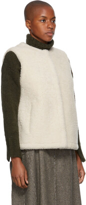 Yves Salomon Reversible Off-White Shearling & Leather Vest