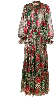 dolce and gabbana leopard and rose dress