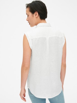 Gap Sleeveless Button-Front Shirt in Linen