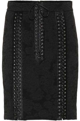 Dolce & Gabbana Lace-up silk jacquard skirt