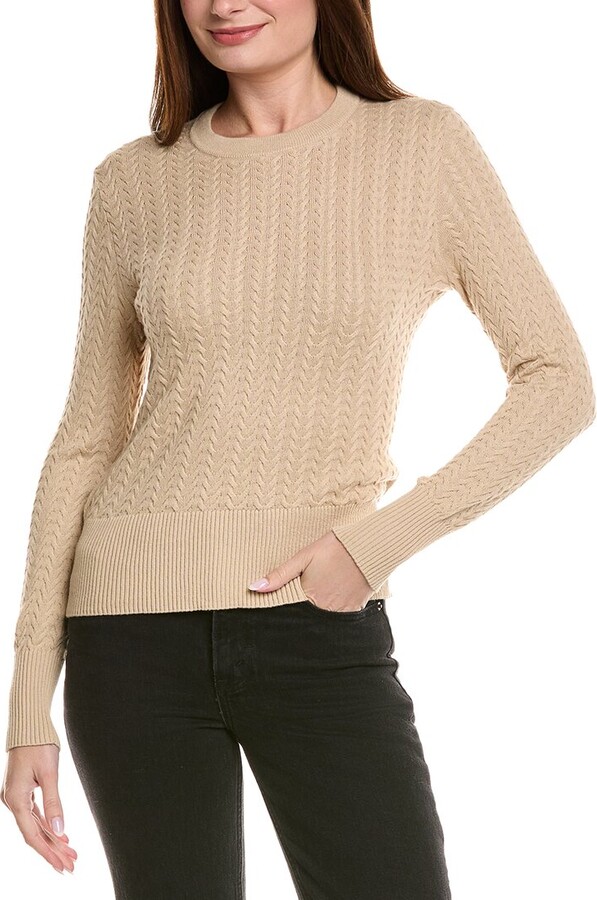 Hannah Rose Vertical Cable Cashmere-Blend Pullover