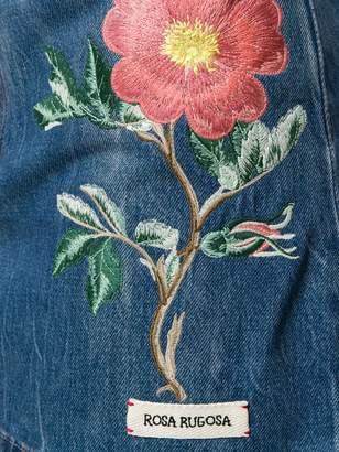Gucci floral embroidery denim skirt