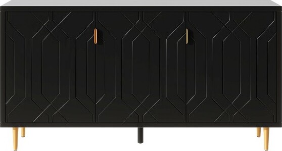 Bella Depot BellaDepot65’WSideboardwith3DoorsandAdjustableShelves-Black