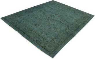 Isabelline Eustis Oriental Handmade Hand-Knotted Rectangle 7'11" x 10' Wool Area Rug in Green/Black
