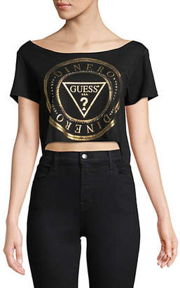 GUESS Dinero Coin Logo Cropped Tee