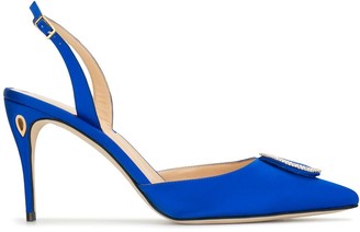 blue satin heels