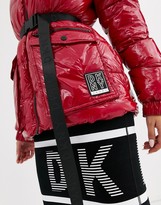 Thumbnail for your product : DKNY sport high shine padded jacket with belt detail and hood