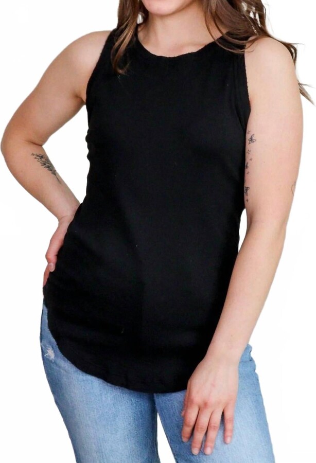 Michael Stars Lindsay Raw Hem Tank In Black