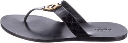 Gucci Interlocking G Logo Patent Leather Flip Flops - ShopStyle