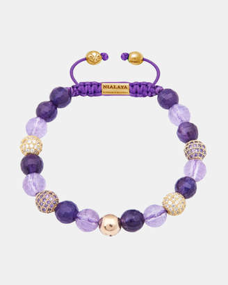 Women's Beaded Bracelet with Amethyst and Gold