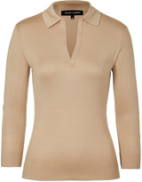 Thumbnail for your product : Ralph Lauren Black Label Cotton Open Collar Polo Shirt with Leather Elbow Patches