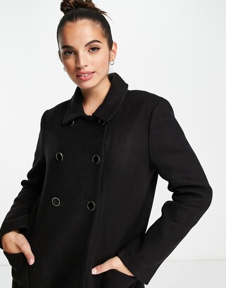 Forever New smart collar pea coat in black