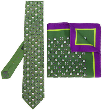 Etro penguin print tie and pocket square set