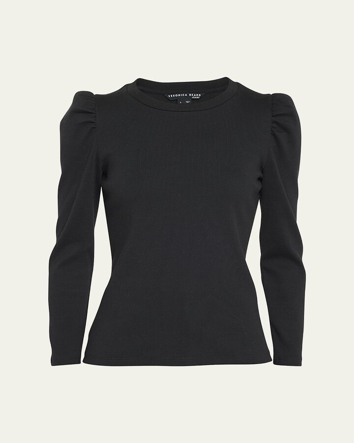 Veronica Beard Britney Puff-Sleeve Cotton Top