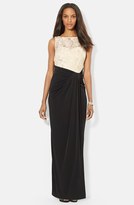 Thumbnail for your product : Lauren Ralph Lauren Sleeveless Lace & Jersey Gown