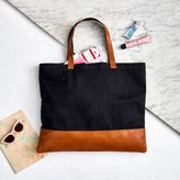 Thumbnail for your product : Canvas Leather Black Tan Tote Bag