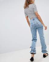 Thumbnail for your product : Miss Selfridge Ruffle Back Straight Leg Jeans-Blue
