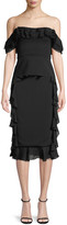 Thumbnail for your product : Cushnie Romina Pencil Skirt with Georgette Ruffle Sides