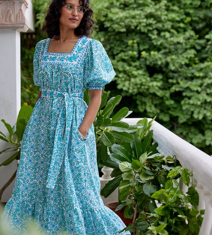 Pink City Prints Fleur Dress Mint Trellis - ShopStyle