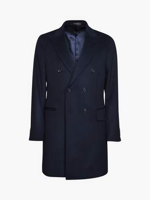 Sebastian Oscar Jacobson Double Breasted Wool Cashmere Overcoat, Navy