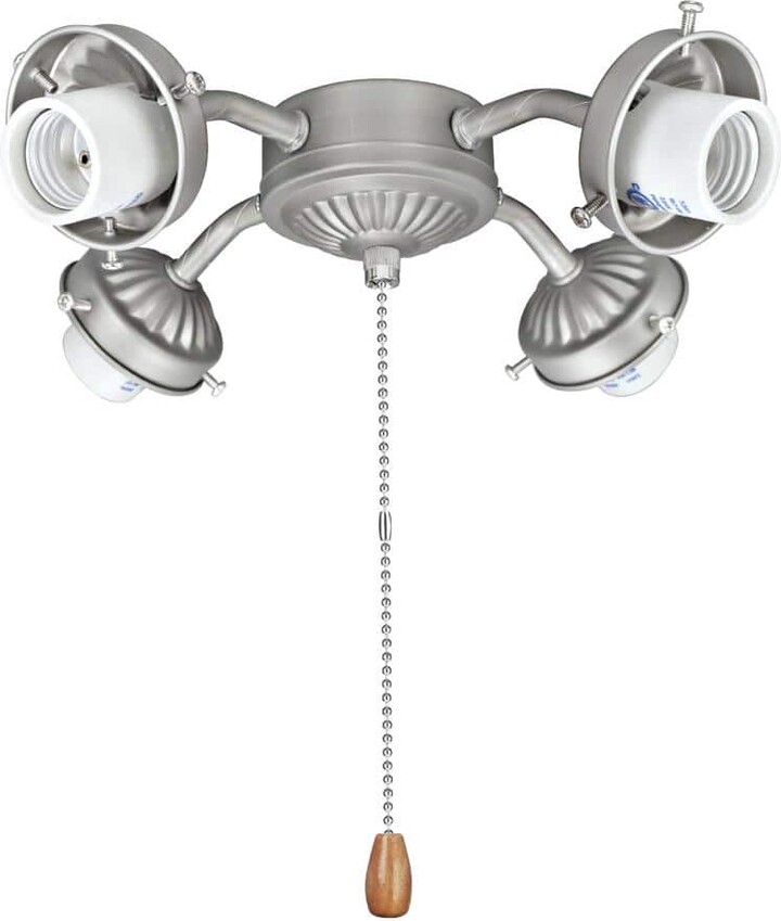 Aspen Creative Corporation 4-Light 9 in. Brushed Nickel Ceiling Fan Fitter Light Kit with Pull Chain (1-Pack)