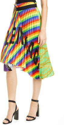 Balenciaga Pleated Rainbow & Chain Print Twill Skirt