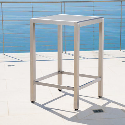 Ebern Designs Outdoor Bar Table In Grey With Aluminium Frame And Glass Top Fog