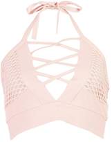 Thumbnail for your product : boohoo Freya Fishnet Panel Strappy Plunge Crop