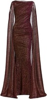 Thumbnail for your product : Talbot Runhof Pleated Metallic Voile Cape Gown