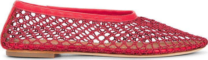 STAUD Alba Ballet Flat in Red