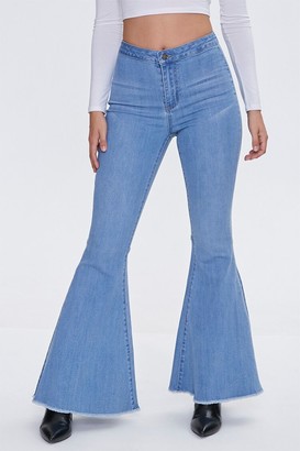 Forever 21 High-Rise Frayed Flare Jeans