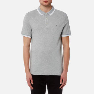 Michael Kors Men's Greenwich Logo Jacquard Short Sleeve Polo Shirt Heather Grey