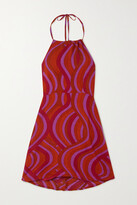 Thumbnail for your product : Faithfull The Brand Gaia Cutout Printed Crepe Halterneck Mini Dress - Pink