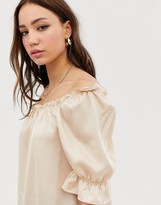 Thumbnail for your product : Glamorous Tall blouse with puff sleeves
