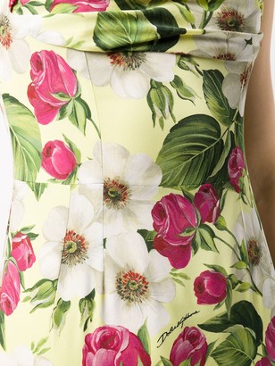 Dolce & Gabbana Rose Print Charmeuse Midi Dress
