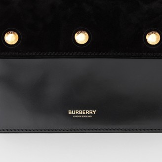Burberry Mini Suede and Leather Title Bag with Pocket Detail