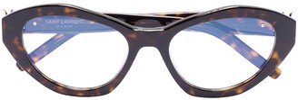 Saint Laurent Eyewear Cat-Eye Frame Tortoiseshell Optical Glasses