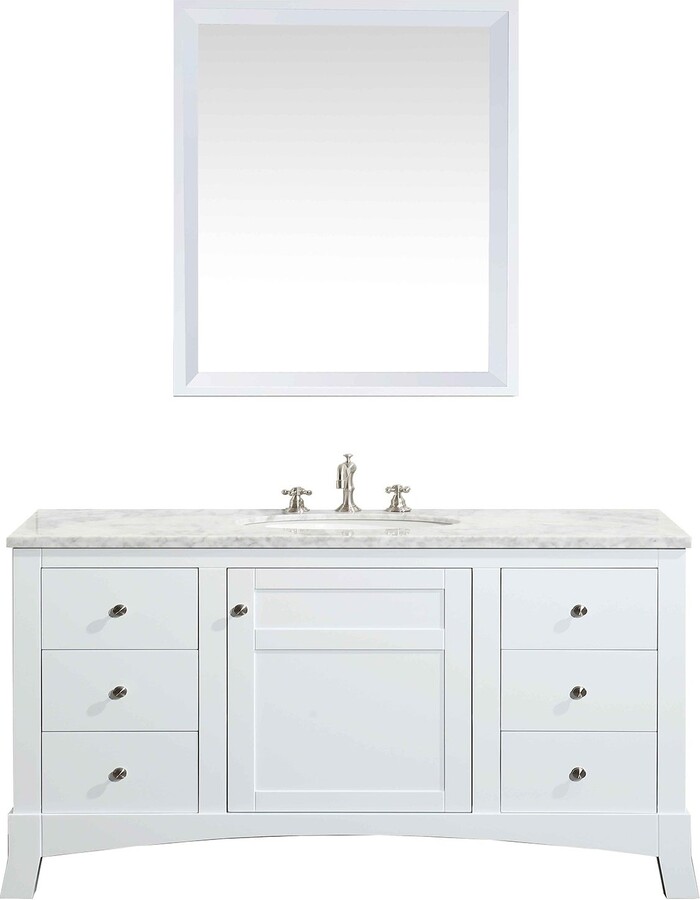 Eviva New York 42 inch White Bathroom Vanity with White Carrara