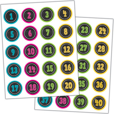 Teacher Created Resources Chalkboard Brights Numbers Sticker