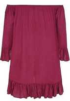 Thumbnail for your product : Yours Clothing YoursClothing Plus Size Womens Burgundy Beaded Gypsy Top With Flute Sleeves