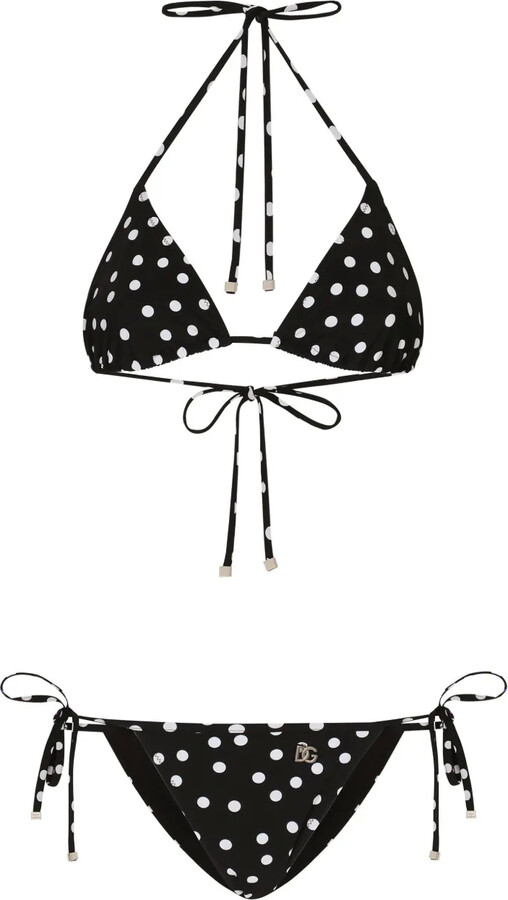 Dolce & Gabbana Polka Dot-Print Triangle-Cup Bikini Set