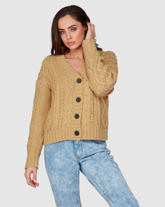 Billabong Women's Green Jumpers & Cardigans - Pretty Cable Cardigan - Size One Size, 12 at The Iconic