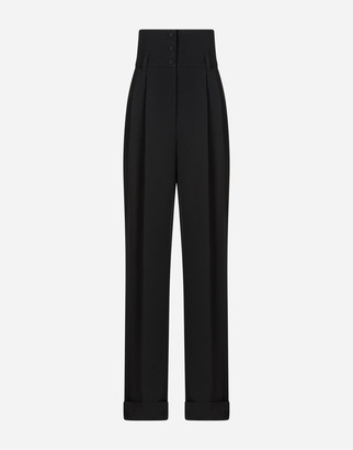 Dolce & Gabbana Cady Fabric High-Waisted Flared Pants